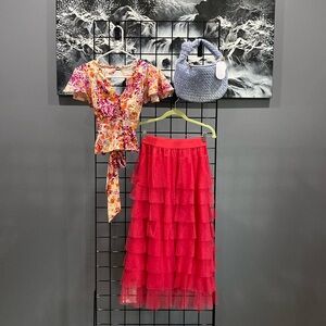 Anthropologie tulle skirt with blouse set